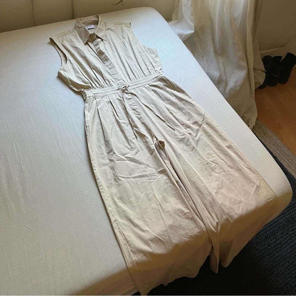 SOLD - S/W/F Tan Sleeveless Wide Leg Jumpsuit